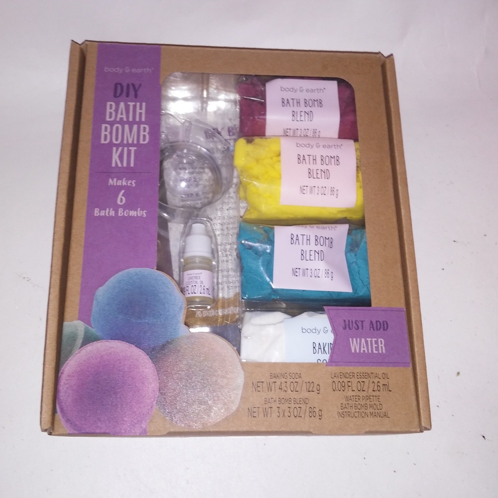 Body & Earth Gift Set DIY Bath Bomb Kit Just Add Water Makes 6 Kids Crafts